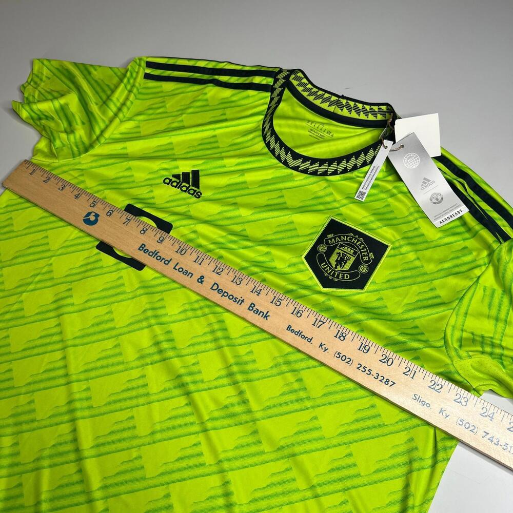 Adidas Manchester United 2022/23 Third‎ Jersey HE2981 XL Neon Green Soccer NWT - Picture 3 of 8